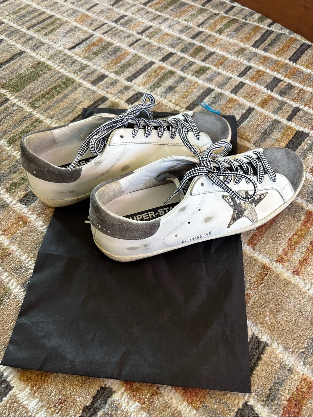 Golden Goose SS Sneakers In White Leather With Grey Suede And Snakeskin Size 42